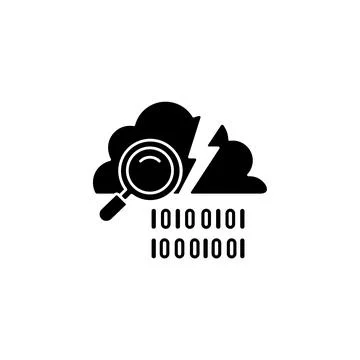 Data breach detection black glyph icon 스톡 일러스트