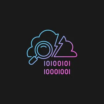 Data breach detection gradient vector icon for dark theme Illustrazione stock