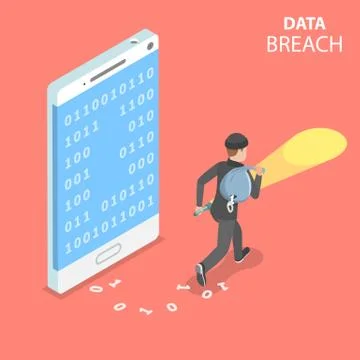 Data breach flat isometric vector concept. Stock Illustration