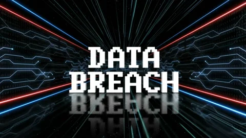 DATA BREACH Glitch Text in a Tech Room, with Alpha Matte, Loop Stock Footage 169146277