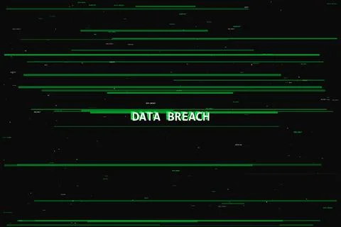Data Breach Hacker Alert Neon Green Glitch Typography 스톡 일러스트