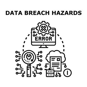 Data breach hazards warning error information security concept Stock Illustration