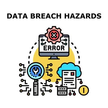Data breach hazards warning error information security concept Stock Illustration