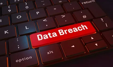  Data breach key on the keyboard. Data breach key. Close-up computer keybo... Stock Photos