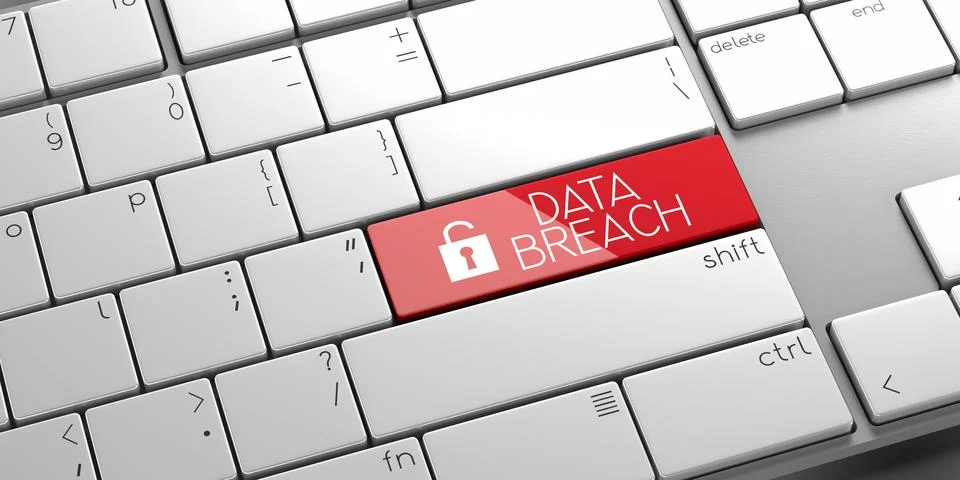 Data breach - modern computer keyboard - 3D illustration Stock Illustration