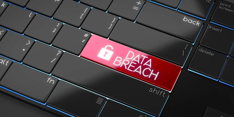 Data breach - modern computer keyboard - 3D illustration Stock Illustration