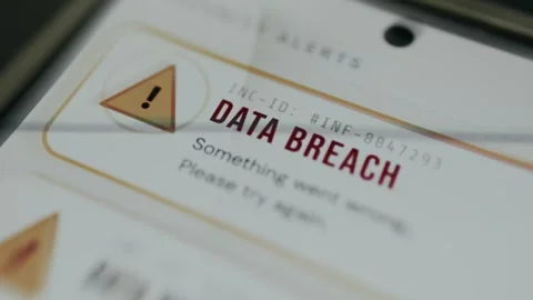 DATA BREACH notification alert with the incident ID Stock Footage 334931337