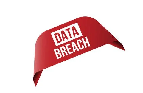 Data Breach red ribbon label banner. Stock Illustration