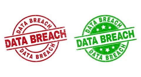 DATA BREACH Round Stamps Using Unclean Texture Stock Illustration