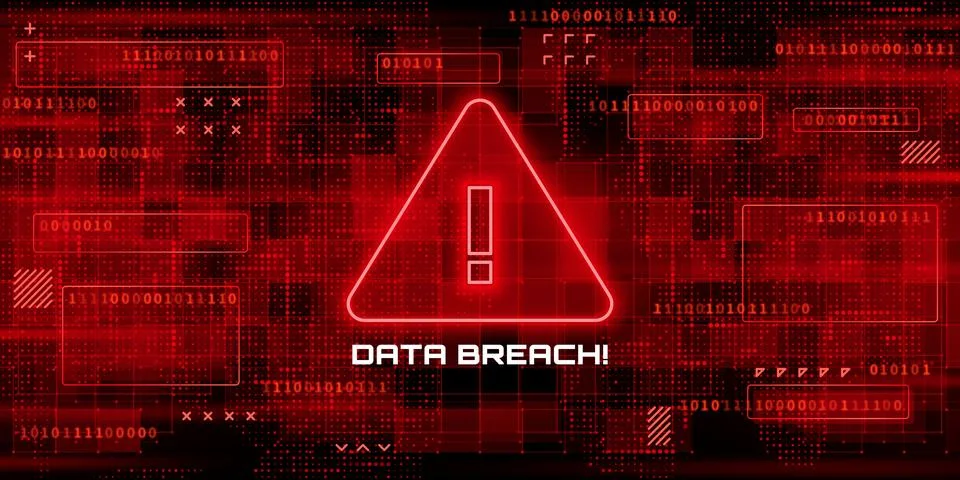 Data breach screen, malware cyber attack alert 스톡 일러스트