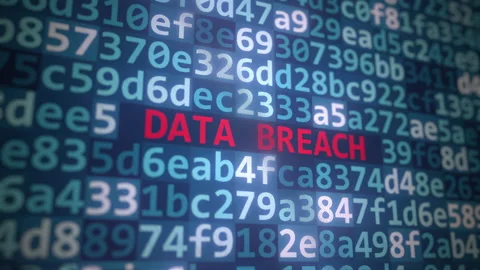 DATA BREACH text and source code on the computer monitor Stock Footage 187221133