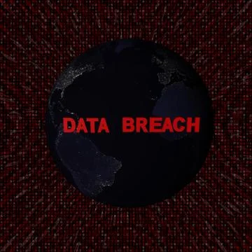 Data Breach text with earth by night and red hex code illustration - elements Stock Illustration