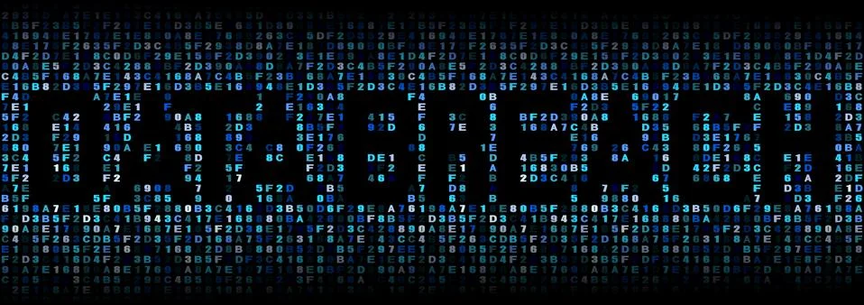 Data Breach text on hex code illustration Stock Illustration