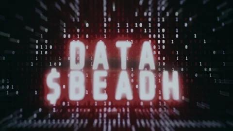 DATA BREACH text overlayed on a background of binary code Stock-Footage 335880349