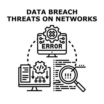 Data breach threats on computer networks 库存插图