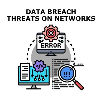 Data breach threats on computer networks Stock Illustration