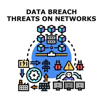 Data breach threats on computer networks illustration Stock-Illustration