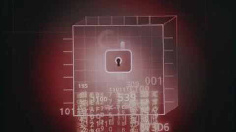 Data breach visualization with animated cube releasing streams of sensitive Stock Footage 333830575