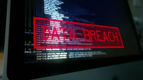 Data Breach Warning on Hacker Computer Screen Stock Footage 338417972