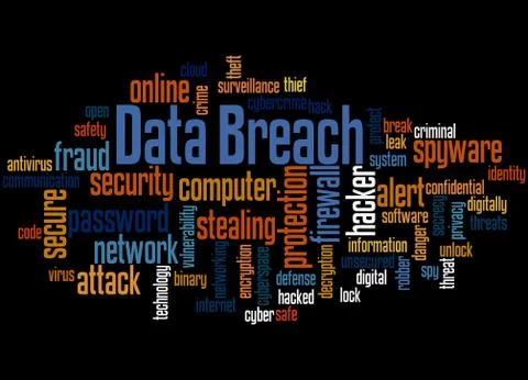 Data breach, word cloud concept Stock Illustration
