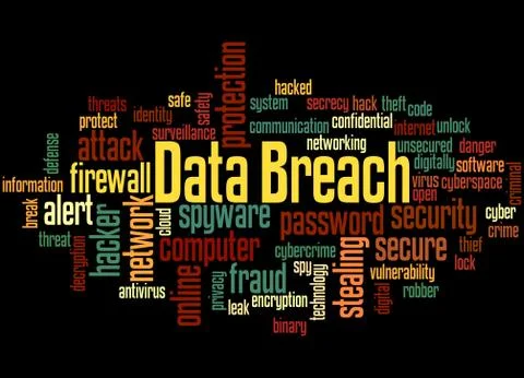 Data breach, word cloud concept Stock Illustration