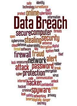 Data breach, word cloud concept Stock Illustration