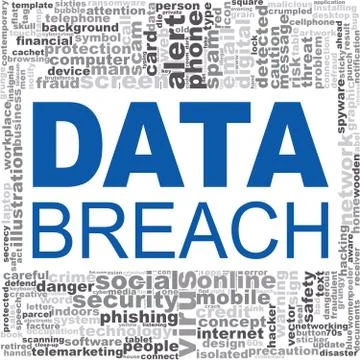 Data breach word cloud Stock Illustration