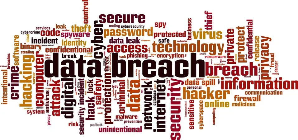 Data breach word cloud Stock Illustration