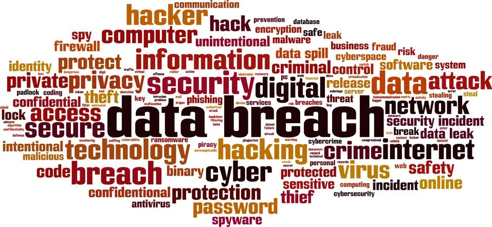 Data breach word cloud Stock Illustration