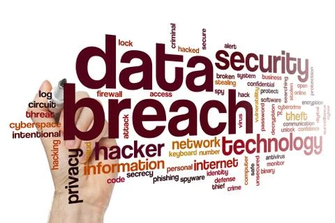 Data breach word cloud Stock Photos