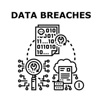 Data breaches concept with digital information security threat Stock Illustration