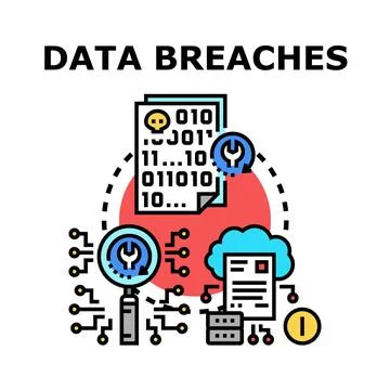 Data breaches concept with digital information security threat Stock Illustration