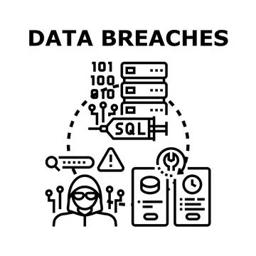 Data breaches concept with hacker accessing secure information Stockillustratie