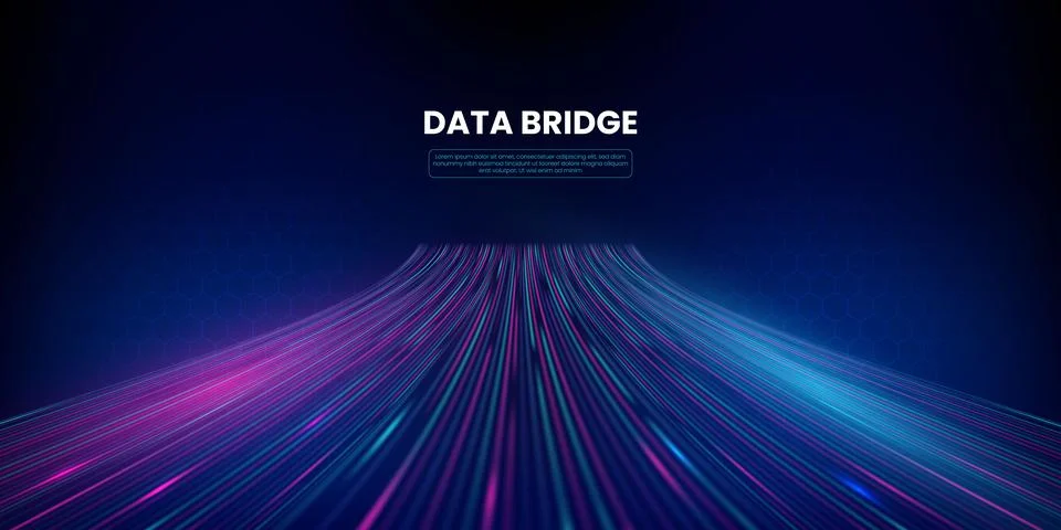 Data bridge digital technology background, Big data and Artificial intelligen Illustrazione stock