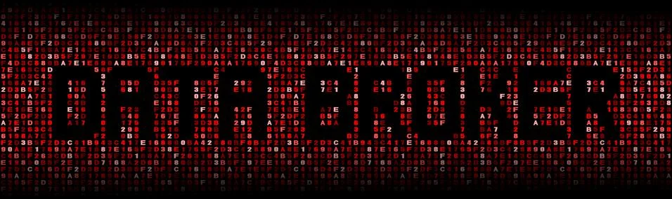 Data Broker text on red hex background illustration Stock-Illustration