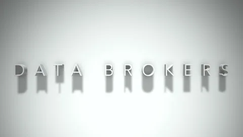 Data brokers 3D title animation with shadows on a white background Stock Footage 297856197