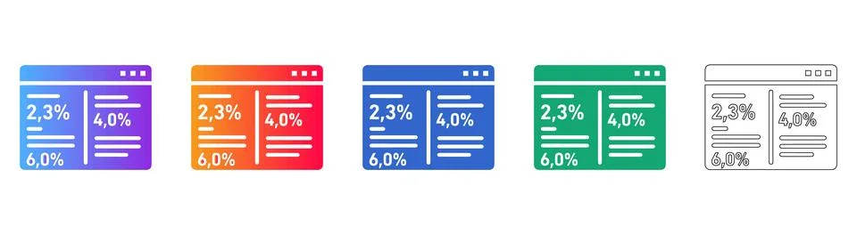 Data Browser Interface Set with Percentages Stockillustratie