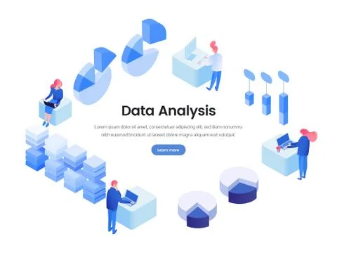 Data, business analysis isometric landing page Stock Illustration