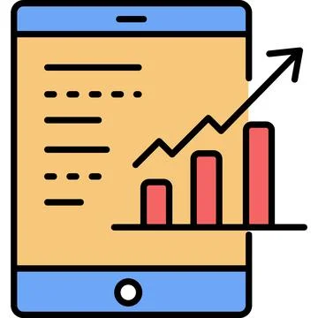 Data business graph chart mobile dashboard icon Stock Illustration