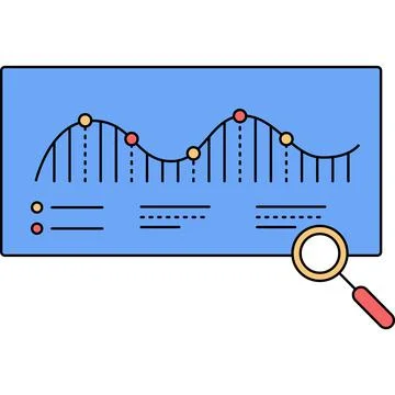 Data business graph chart under magnifying glass Stock Illustration