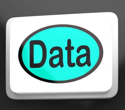 Data button shows facts information knowledge Illustrazione stock