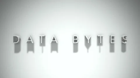 Data Bytes 3D title animation with shadows on a white background Stock Footage 296665915