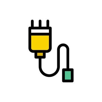 Data cable flat color icon Stock Illustration