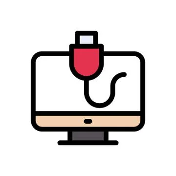 Data cable flat color icon Stock Illustration