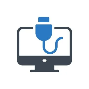 Data cable glyph color icon Stock Illustration