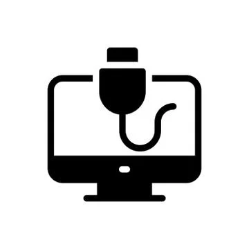 Data cable glyph flat icon Stock Illustration