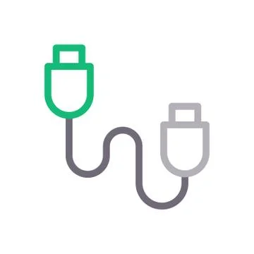 Data cable thin line colour icon Stock Illustration