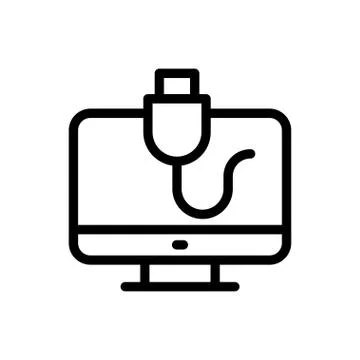 Data cable thin line icon  Stock Illustration