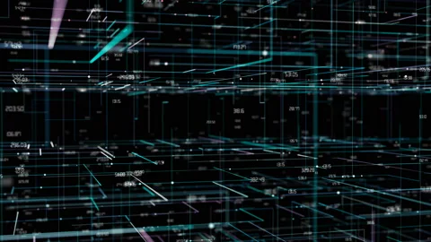 Data cables. A flying through digital data tunnel, made of digital nodes and 스톡 동영상 116341307