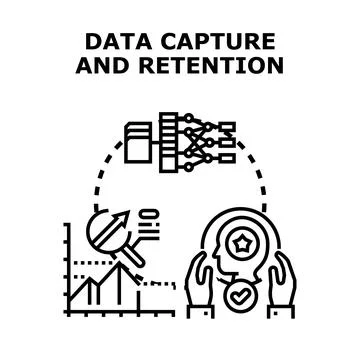 Data capture and retention creating analytical insights Illustrazione stock
